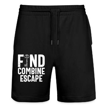 Escape Room - Stanley/Stella Trainer Unisex Organic Jogging Shorts - black - Front - Nik (191cm) & Marisol (170cm)
