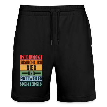 Bier Hund Rottweiler - Stanley/Stella Unisex Bio Joggingshorts Trainer  - Schwarz - Vorne - Nik (191cm) & Marisol (170cm)