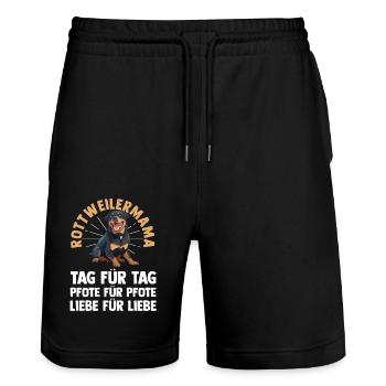 Dog Mom Rottweiler Mom Mistress Dog Rottweiler - Stanley/Stella Trainer Unisex Organic Jogging Shorts - black - Front - Nik (191cm) & Marisol (170cm)