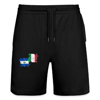 El Salvador Italy Vintage Flag Salvadoran - Stanley/Stella Trainer Unisex Organic Jogging Shorts - black - Front - Nik (191cm) & Marisol (170cm)