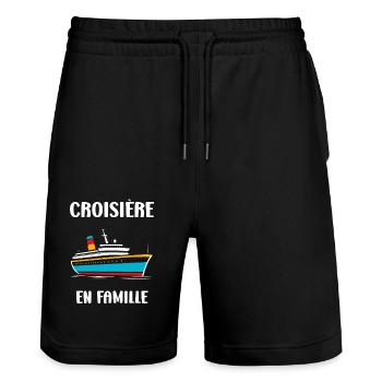 Croisière en famille - Short de jogging bio TRAINER Stanley/Stella unisexe - noir - Devant - Nik (191cm) & Marisol (170cm)