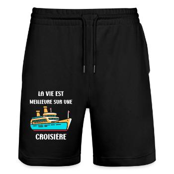 La vie est meilleure sur une Croisière - Short de jogging bio TRAINER Stanley/Stella unisexe - noir - Devant - Nik (191cm) & Marisol (170cm)