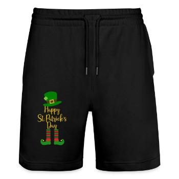 Accessoires de la Saint-Patrick Irlande Shamrock décoration - Short de jogging bio TRAINER Stanley/Stella unisexe - noir - Devant - Nik (191cm) & Marisol (170cm)