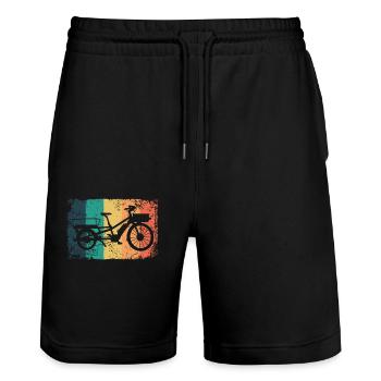 Lastenfahrrad Lastenrad Cargo Bike Cargobike - Stanley/Stella Trainer Unisex Organic Jogging Shorts - black - Front - Nik (191cm) & Marisol (170cm)