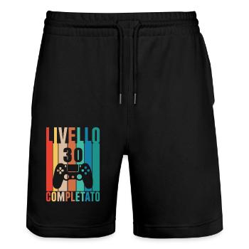 Niveau 30 - Short de jogging bio TRAINER Stanley/Stella unisexe - noir - Devant - Nik (191cm) & Marisol (170cm)