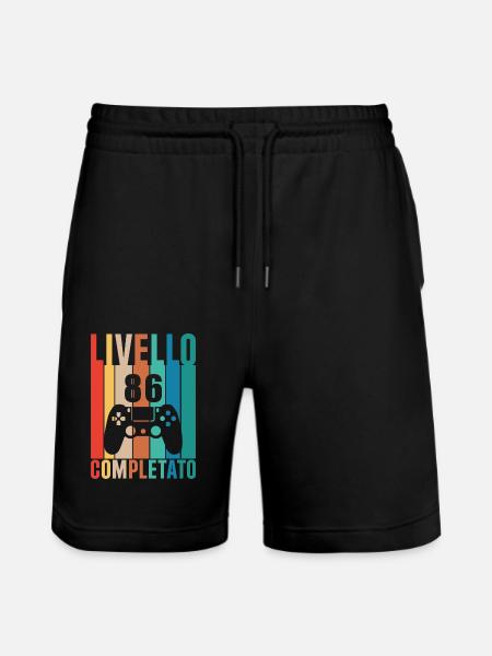 Level 86 Unlocked 86 Birthday - Stanley/Stella Trainer Unisex Organic Jogging Shorts - black