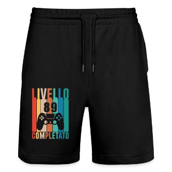 Level 89 Freigeschaltet 89 Geburtstag - Stanley/Stella Unisex Bio Joggingshorts Trainer  - Schwarz - Vorne - Nik (191cm) & Marisol (170cm)