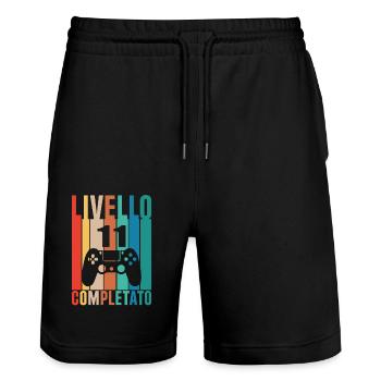Niveau 11 - Short de jogging bio TRAINER Stanley/Stella unisexe - noir - Devant - Nik (191cm) & Marisol (170cm)