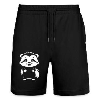 Baby-Dachs - Stanley/Stella Unisex Bio Joggingshorts Trainer  - Schwarz - Vorne - Nik (191cm) & Marisol (170cm)