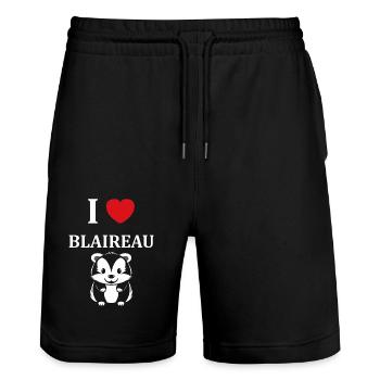 Humour blaireau - Short de jogging bio TRAINER Stanley/Stella unisexe - noir - Devant - Nik (191cm) & Marisol (170cm)