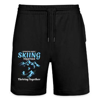 Bergzauber Skifahren zu zweit Familienurlaub Skifahren - Stanley/Stella Unisex Bio Joggingshorts Trainer  - Schwarz - Vorne - Nik (191cm) & Marisol (170cm)