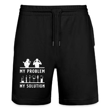 Make-Up Artist My Problem My Pictogram Dad Mom - Stanley/Stella Unisex Bio Joggingshorts Trainer  - Schwarz - Vorne - Nik (191cm) & Marisol (170cm)
