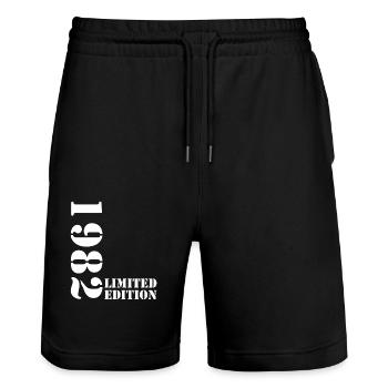 1982 Limited Edition Geburtstag Geschenk Frau Mann - Stanley/Stella Unisex Bio Joggingshorts Trainer  - Schwarz - Vorne - Nik (191cm) & Marisol (170cm)