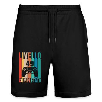 Livello 49 - Stanley/Stella Trainer Unisex Organic Jogging Shorts - black - Front - Nik (191cm) & Marisol (170cm)
