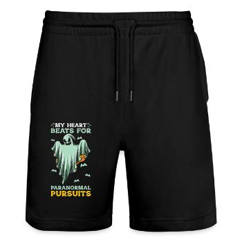 Ghost Hunting Essential Design for Paranormal - Stanley/Stella Trainer Unisex Organic Jogging Shorts - black - Front - Nik (191cm) & Marisol (170cm)