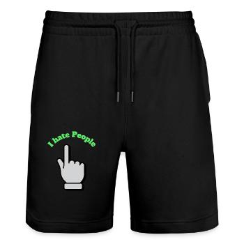 I hate people - Stanley/Stella Unisex Bio Joggingshorts Trainer  - Schwarz - Vorne - Nik (191cm) & Marisol (170cm)