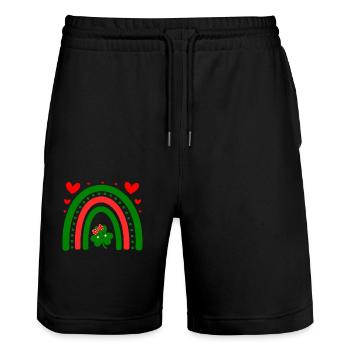 St Patricks Day Accessoires Ireland Shamrock Deko - Stanley/Stella Unisex Bio Joggingshorts Trainer  - Schwarz - Vorne - Nik (191cm) & Marisol (170cm)