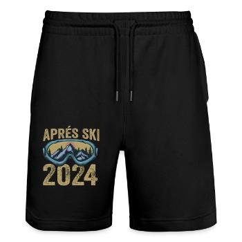 Happy Ski Team Adventure - Stanley/Stella Trainer Unisex Organic Jogging Shorts - black - Front - Nik (191cm) & Marisol (170cm)
