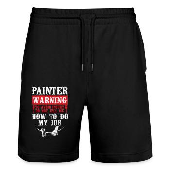 House Painter Decorator Painter - Stanley/Stella Trainer Unisex Organic Jogging Shorts - black - Front - Nik (191cm) & Marisol (170cm)