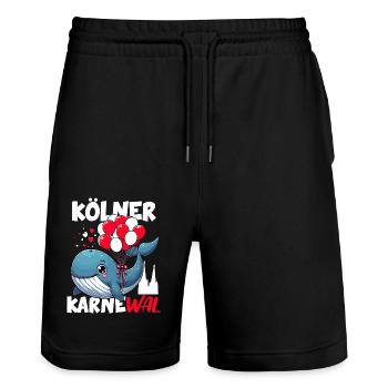 Carnaval de Cologne Wal Kölle Alaaf Cathédrale de Cologne drôle - Short de jogging bio TRAINER Stanley/Stella unisexe - noir - Devant - Nik (191cm) & Marisol (170cm)