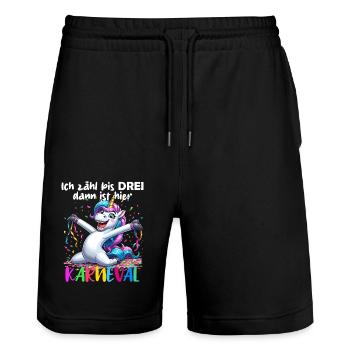 Unicorn Carnival Confetti Alaaf Helau Party Funny - Stanley/Stella Trainer Unisex Organic Jogging Shorts - black - Front - Nik (191cm) & Marisol (170cm)