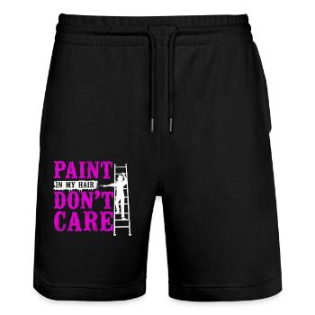House Painter Decorator Female - Stanley/Stella Trainer Unisex Organic Jogging Shorts - black - Front - Nik (191cm) & Marisol (170cm)