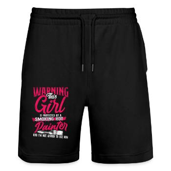 House Painter Decorator Girlfriend - Stanley/Stella Unisex Bio Joggingshorts Trainer  - Schwarz - Vorne - Nik (191cm) & Marisol (170cm)