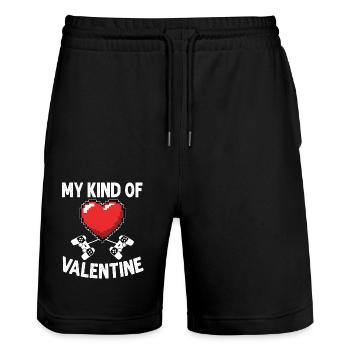 My Kind Valentine Gamer Jeux de la Saint-Valentin - Short de jogging bio TRAINER Stanley/Stella unisexe - noir - Devant - Nik (191cm) & Marisol (170cm)