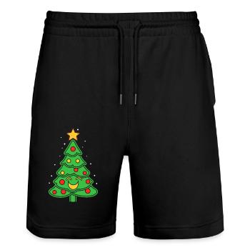 Petit sapin de noel - Short de jogging bio TRAINER Stanley/Stella unisexe - noir - Devant - Nik (191cm) & Marisol (170cm)