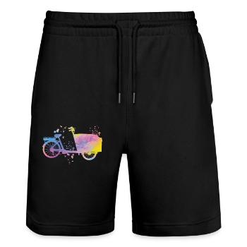 Heavy Duty Bike Cargo Bike Cargo Bike Cargo Bike - Stanley/Stella Trainer Unisex Organic Jogging Shorts - black - Front - Nik (191cm) & Marisol (170cm)