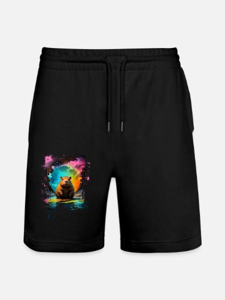 Capybara - Stanley/Stella Trainer Unisex Organic Jogging Shorts - black