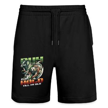 Finanzielle Freiheit Aktien Investor Börse - Stanley/Stella Unisex Bio Joggingshorts Trainer  - Schwarz - Vorne - Nik (191cm) & Marisol (170cm)