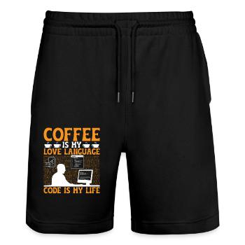 Café Codage Programmeur Codeur Développeur Nerd Coff - Short de jogging bio TRAINER Stanley/Stella unisexe - noir - Devant - Nik (191cm) & Marisol (170cm)