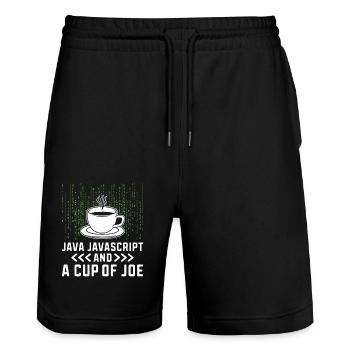 Coffee Coding Programmer Coder Developer Nerd Coff - Stanley/Stella Trainer Unisex Organic Jogging Shorts - black - Front - Nik (191cm) & Marisol (170cm)