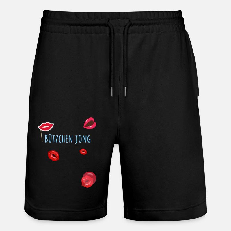 Bützchen, Küsschen, jong,karneval, Lippen - Stanley/Stella Unisex Bio Joggingshorts Trainer  - Schwarz