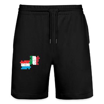 Luxemburg Italien Flagge Italienisch Luxemburger - Stanley/Stella Unisex Bio Joggingshorts Trainer  - Schwarz - Vorne - Nik (191cm) & Marisol (170cm)