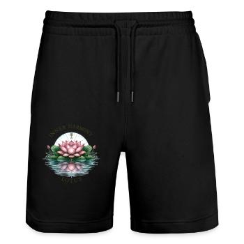 Inner Harmony Lotus - Eau sereine et design de fleurs - Short de jogging bio TRAINER Stanley/Stella unisexe - noir - Devant - Nik (191cm) & Marisol (170cm)