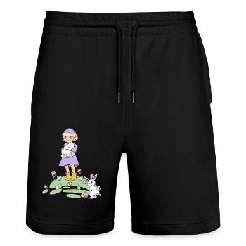 Easter Easter Bunny Kids Rabbit Easter Eggs Eggs - Stanley/Stella Trainer Unisex Organic Jogging Shorts - black - Front - Nik (191cm) & Marisol (170cm)