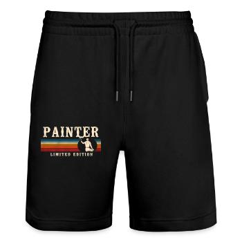 House Painter Decorator Retro - Stanley/Stella Trainer Unisex Organic Jogging Shorts - black - Front - Nik (191cm) & Marisol (170cm)