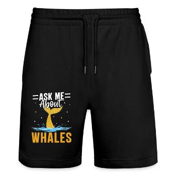 Fragen Sie mich nach Walen - Stanley/Stella Unisex Bio Joggingshorts Trainer  - Schwarz - Vorne - Nik (191cm) & Marisol (170cm)