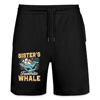 La baleine préférée de la sœur - Short de jogging bio TRAINER Stanley/Stella unisexe - noir - Devant - Nik (191cm) & Marisol (170cm)