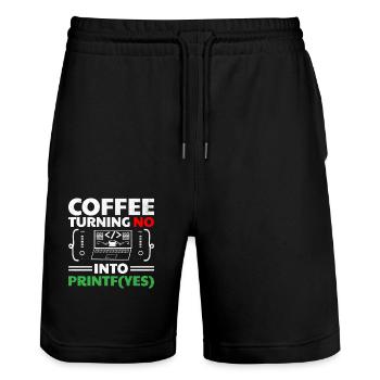 Café Codage Programmeur Codeur Développeur Nerd Coff - Short de jogging bio TRAINER Stanley/Stella unisexe - noir - Devant - Nik (191cm) & Marisol (170cm)