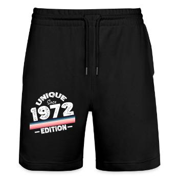 Unique Since 1972 Edition Birthday Vintage 1972 - Stanley/Stella Trainer Unisex Organic Jogging Shorts - black - Front - Nik (191cm) & Marisol (170cm)