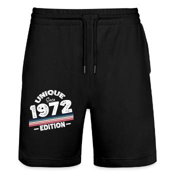 Unique since 1972 Edition Birthday Vintage 1972 - Stanley/Stella Trainer Unisex Organic Jogging Shorts - black - Front - Nik (191cm) & Marisol (170cm)