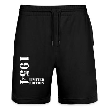 1954 Limited Edition Geburtstag Geschenk Frau Mann - Stanley/Stella Unisex Bio Joggingshorts Trainer  - Schwarz - Vorne - Nik (191cm) & Marisol (170cm)