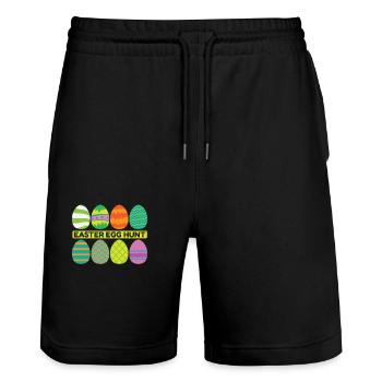 Easter Egg hunt Spring Beginning - Stanley/Stella Trainer Unisex Organic Jogging Shorts - black - Front - Nik (191cm) & Marisol (170cm)