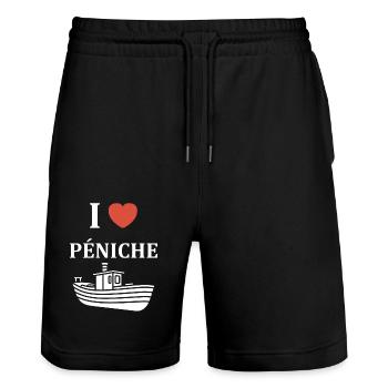 Bateau humour péniche - Short de jogging bio TRAINER Stanley/Stella unisexe - noir - Devant - Nik (191cm) & Marisol (170cm)
