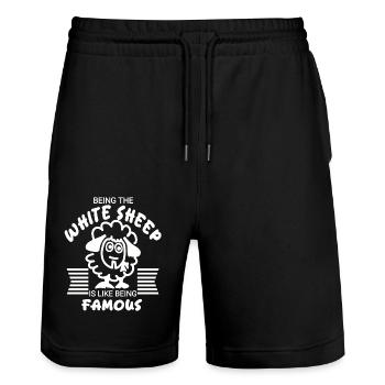 Sheep - Stanley/Stella Trainer Unisex Organic Jogging Shorts - black - Front - Nik (191cm) & Marisol (170cm)