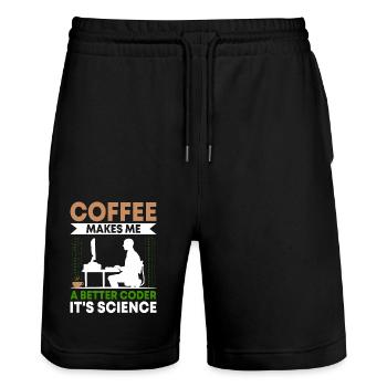 Coffee Coding Programmer Coder Developer Nerd Coff - Stanley/Stella Trainer Unisex Organic Jogging Shorts - black - Front - Nik (191cm) & Marisol (170cm)