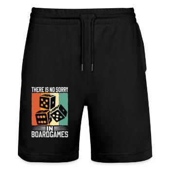 There Is No Sorry In Board Games - Stanley/Stella Trainer Unisex Organic Jogging Shorts - black - Front - Nik (191cm) & Marisol (170cm)